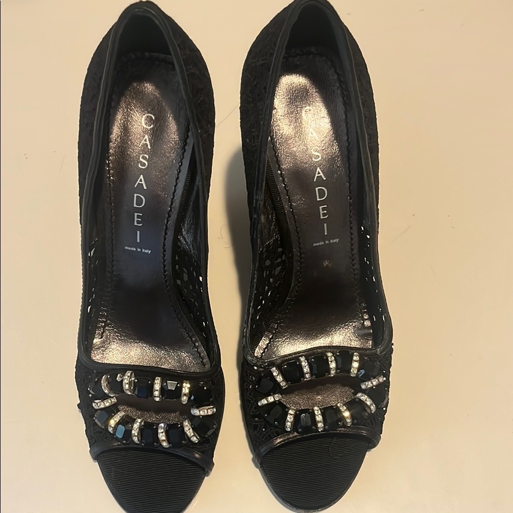 Casadei Black Women's Wedge with Accent